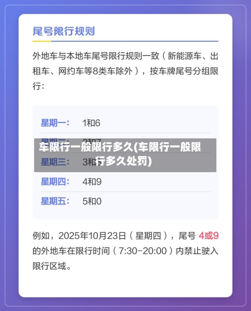 车限行一般限行多久(车限行一般限行多久处罚)-第2张图片